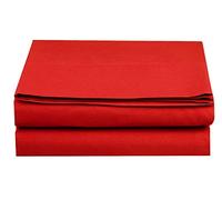 Elegant Comfort Linenstowelsquilts Drap Plat Anti-Plis et Anti-Taches 100% hypoallergénique en Microfibre Rouge King Size