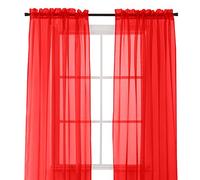 Elegant Comfort Lot de 2 Panneaux Transparents avec Passe-Tringle de 5,1 cm, Rideaux de fenêtre 101,6 cm de Large x 213,4 cm de Long, Rouge
