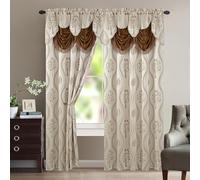 Elegant Comfort Lot de 2 Rideaux Luxueux avec cantonnière et Dossier 137,2 x 213,4 cm Beige