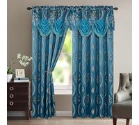 Elegant Comfort Lot de 2 Rideaux Luxueux avec cantonnière et Dossier 137,2 x 213,4 cm Bleu Marine