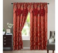 Elegant Comfort Lot de 2 Rideaux Luxueux avec cantonnière et Dossier 137,2 x 213,4 cm Bordeaux