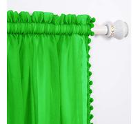 Elegant Comfort Lot de 2 Rideaux Semi-Transparents à Pompons avec Passe-Tringle de 5,1 cm, Rideaux Transparents Solides pour Salon, Chambre à Coucher, 101,6 x 213,4 cm, Vert Citron