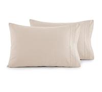 Elegant Comfort Lot de 2 taies d'oreiller Ultra Douces en Microfibre 1500 de qualité hôtelière Double brossée, Infroissable, très Grand lit, crème