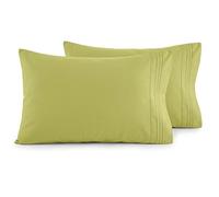 Elegant Comfort Lot de 2 taies d'oreiller Ultra Douces en Microfibre 1500 de qualité hôtelière Double brossée, Infroissable, très Grand lit, Vert Pistache