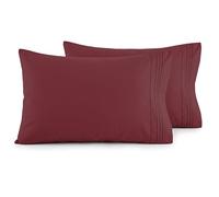 Elegant Comfort Lot de 2 taies d'oreiller Ultra Douces en Microfibre 1500 de qualité hôtelière doublement brossée, Infroissable, Taille Standard/Grand lit, Bordeaux