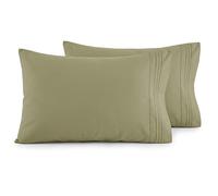 Elegant Comfort Lot de 2 taies d'oreiller Ultra Douces en Microfibre 1500 de qualité hôtelière Double brossée, Infroissable, très Grand lit, Vert Sauge/Vert