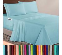 Elegant Comfort Luxurious 1500 Premium Hotel Quality Microfiber 4-Piece Sheet Set, 18-24 inches Deep - Extra Deep Pocket Sheets - Ultra Soft 4PC Deep Pocket Sheets, Full, Aqua Blue
