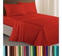 Elegant Comfort Luxurious 1500 Premium Hotel Quality Microfiber Three Line Embroidered Softest 4-Piece Bed Sheet Set, Wrinkle and Fade Resistant, Twin/Twin XL, Rust
