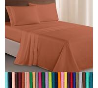 Elegant Comfort Luxurious 1500 Premium Hotel Quality Microfiber Three Line Embroidered Softest 4-Piece Bed Sheet Set, Wrinkle and Fade Resistant, California King, Coral