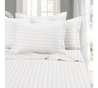 Élégant Comfort Meilleur, Plus Douce, Cosiest 6 pièces Drap Définit. - 1500 Fils en Coton égyptien de qualité Luxueux résistant aux Rides de Damas Stripe Drap de lit 6 pièces, Full Blanc