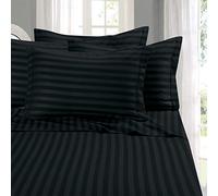 Elegant Comfort Meilleur, Plus Douce, Cosiest 6 pièces Drap Définit. - 1500 Fils en Coton égyptien de qualité Luxueux résistant aux Rides 6 pièces Damas à Rayures Parure de lit, Reine Noir