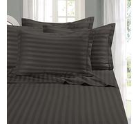 Elegant Comfort Meilleur, Plus Douce, Cosiest 6 pièces Drap Définit. - 1500 Fils en Coton égyptien de qualité Luxueux résistant aux Rides de Damas Stripe Drap de lit 6 pièces, California King Gris