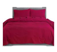 Elegant Comfort Parure de lit 4 pièces Douce en Flanelle 100% Coton Turc, de qualité supérieure, Drap-Housse à Poches Profondes, Ultra Doux, Confortable, Chaud et Anti-Bouloches, lit Double, Bordeaux
