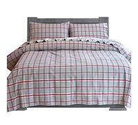 Elegant Comfort Parure de lit 4 pièces Douce en Flanelle 100% Coton Turc, de qualité supérieure, Drap-Housse à Poches Profondes, Ultra Doux, Confortable, Chaud et Anti-Bouloches, Grand lit, Carreaux