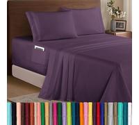 Elegant Comfort Parure de lit 4 pièces en Microfibre de qualité hôtelière 1500, Douce, élastique Tout Autour, 45,7 à 61 cm de Profondeur, draps à Poches très Profondes, très Grand lit, Violet
