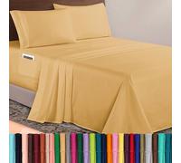 Elegant Comfort Parure de lit 4 pièces en Microfibre de qualité hôtelière 1500 Fils, pour Matelas de 45,7 à 61 cm, draps à Poche très Profonde, Ultra Doux, King-Size California, Camel-doré