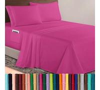 Elegant Comfort Parure de lit 4 pièces en Microfibre de qualité hôtelière 1500 Fils, pour Matelas de 45,7 à 61 cm, draps à Poche très Profonde, Ultra Doux, Queen-Size, Rose Vif