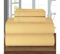 Elegant Comfort Parure de lit 4 pièces en Microfibre de qualité hôtelière 1500, Infroissable, Drap-Housse avec élastique Tout Autour, Poche Profonde mesurant jusqu'à 40,6 cm, très Grand lit, Camel