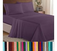Elegant Comfort Parure de lit 4 pièces en Microfibre de qualité hôtelière 1500, Infroissable, Drap-Housse avec élastique Tout Autour, Poche Profonde jusqu'à 40,6 cm, lit Simple/lit Simple XL, Violet