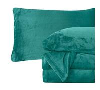 Elegant Comfort Parure de lit 4 pièces luxueusement Douce en Flanelle de Velours Pelucheux, de qualité supérieure, Confortable, Chaud, Antistatique, ne bouloche Pas, Poches Profondes - Lit Double,