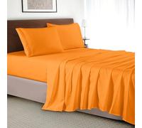 Elegant Comfort Parure de lit 4 pièces raffinées, Microfibre 1 500 Fils/cm² de qualité hôtel, résistante aux Plis, fraîche et perméable à l'air, Drap-Housse entièrement élastique, Queen Size, Orange