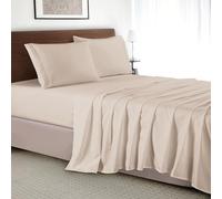 Elegant Comfort Parure de lit 4 pièces raffinées, Microfibre 1 500 Fils/cm² qualité hôtel, résistante aux Plis, fraîche et perméable à l'air, Drap-Housse élastique Facile, Queen Size, Beige crème
