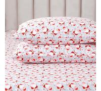 Elegant Comfort Parure de lit 4 pièces Ultra Douce en 100% Flanelle de Coton Turc de qualité supérieure - Draps en Flanelle Chaude et Confortable thème Noël avec Drap-Housse à Large Rabat - Lit