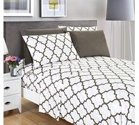 Elegant Comfort Parure de lit 6 pièces à Poches Profondes, imprimée quadrillées, Luxueuse et Soyeuse de 1500 Fils au Pouce carré, Ultra Douce et Infroissable, pour lit Double, Blanc