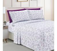 Elegant Comfort Parure de lit 6 pièces cachemire avec poche profonde, très grand lit californien, violet