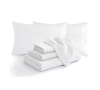 Elegant Comfort Parure de lit 6 pièces Douce de 1 500 Fils, de qualité hôtelière, Infroissable et Anti-décoloration, Drap-Housse élastique à Bonnet Profond, King Size californienne, Blanc
