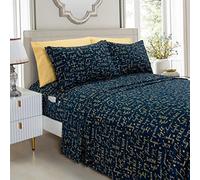 Elegant Comfort Parure de lit 6 pièces Douce en Microfibre de qualité hôtelière 1500, Douce, résistante aux Plis et à la décoloration (Motif Vacances 1500), lit Double, Paix et Joie