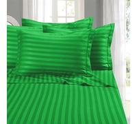 Elegant Comfort Parure de lit 6 pièces, Douce et Confortable, en Microfibre de qualité hôtelière, 600 Fils/cm², Infroissable, Bonnets Profonds, pour lit Queen Size, Rayures damassées, Vert émeraude