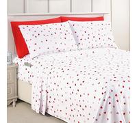 Elegant Comfort Parure de lit 6 pièces, Douce et Confortable, en Microfibre de qualité hôtelière, 600 Fils/cm², Infroissable, Bonnets Profonds, pour lit Queen Size, Motif cœur, Valentina