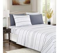 Elegant Comfort Parure de lit 6 pièces, Douce et Confortable, en Microfibre de qualité hôtelière, 600 Fils/cm², Infroissable, Bonnets Profonds, pour lit Queen Size, Motif Floral, Gris Traci