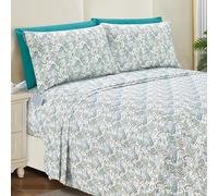 Elegant Comfort Parure de lit 6 pièces Douce et Confortable - Microfibre de qualité hôtelière 1500, Poche Profonde et Infroissable, à Motif Cachemire, pour très Grand lit, Bleu Sarcelle