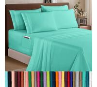 Elegant Comfort Parure de lit 6 pièces Ultra Douce de 1 500 Fils, Bonnet Extra Profond de 46 à 61 cm, Poches de Rangement intelligentes, Infroissable, Queen Size, Bleu Sarcelle (Paradise Teal)