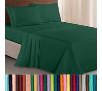 Elegant Comfort Parure de lit Douce de 4 pièces à Contexture de 1500 Fils avec Broderie à Trois Lignes, résistante aux Plis et à la décoloration, pour très Grand lit californien, Vert Chasseur