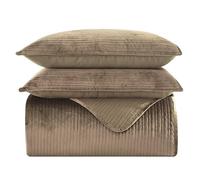 Elegant Comfort Parure de lit Douillette 3 pièces matelassée de Poids Moyen avec taies d'oreiller Assorties, Velours de Vison Polyester, Kaki, Grand lit