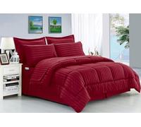 Élégant Confort résistant aux Rides - Doux comme de la Soie à Rayures Dobby Bed-in-a-Bag Lot de 8 Doudou - -Hypoallergenic - King Bordeaux