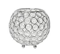 Elegant Designs Elipse Bougeoir Circulaire en Cristal HG1007-CHR Vase à Fleurs Centre de Table de Mariage 14 cm Chromé