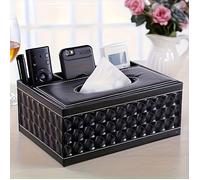 Élégant distributeur de mouchoirs en similicuir - Avec porte-télécommande et fonctionnalités d'organisation de bureau