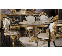 Élégant ensemble de salle à manger noir et or Ensemble de luxe Commode Table de salle à manger