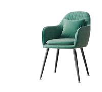 Élégant fauteuil rembourré vert - Chaise d'appoint de loisirs pour salon, maquillage, lecture et bureau avec pieds en métal et oreiller - Tabouret de coiffeuse moderne