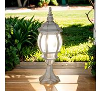 Élégant lampadaire d'extérieur blanc et or, style rustique, IP44, E27, 50 cm, BREST, lampe de chemin, lampe de jardin