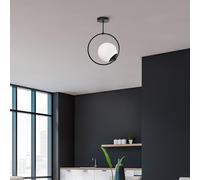 Élégant lustre noir, corps en métal, 26 x 15 cm, hauteur 39 cm, culot E27, max. 40 W, éclairage élégant pour décoration d'intérieur moderne, indice IP20