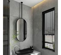 Élégant miroir ovale à suspendre en métal noir - 50 cm x 70 cm, idéal pour la salle de bain, la chambre ou la décoration d'hôtel, miroir de maquillage décoratif parfait pour la maison