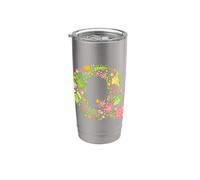 Élégant motif floral lettre Q monogramme initiale alphabet Gobelet isotherme en acier inoxydable double paroi