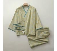 Élégant peignoir de style chinois en jacquard pour femmes, double couche en pur coton jacquard, idéal pour le printemps/l'automne/l'été L,XLGéométrique,LettresCoton