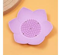 Élégant porte-savon en forme de pétale avec drainage efficace, support en silicone pour décoration de salle de bain, plateau auto-drainant pour tous les types de savon, facile à nettoyer, rose (violet