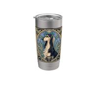Élégant portrait floral vintage de chien Saluki Gobelet isotherme en acier inoxydable double paroi
